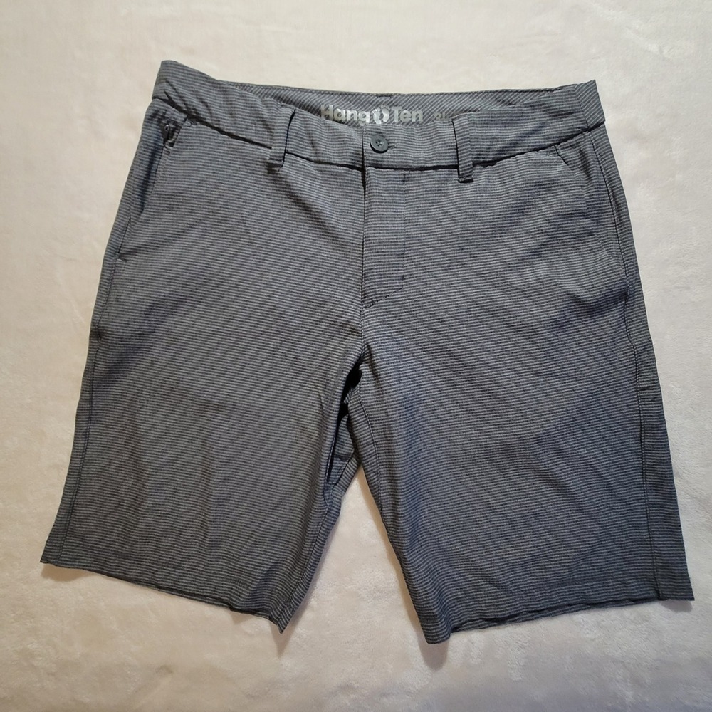 Hang Ten Hybrid Shorts Mens 34 Grey Micro Stripe Stretch Quick Dry‎ Board Shorts